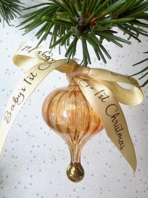 Baby’s 2025 Swirl Cone Ornament (XS) ~ Yellow