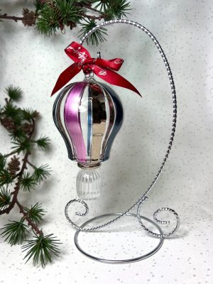 1 Arm Ring Cradle Ornament Stand (Medium - 9”) ~ Silver