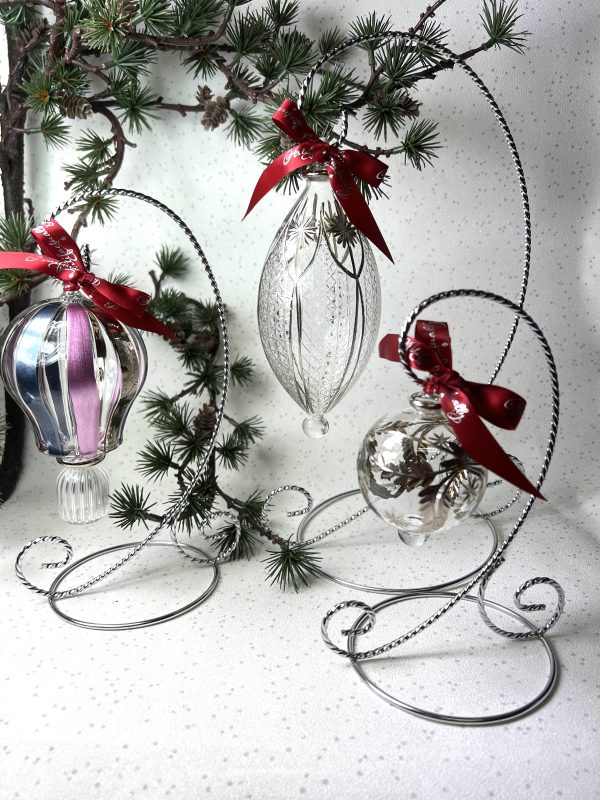 1 Arm Ring Cradle Ornament Stand (X-Large 12”) ~ Silver - Image 2