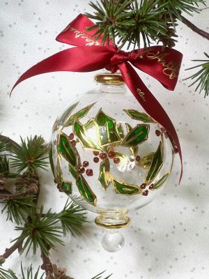 Holly Ornament (S) ~ Green/Red/Gold