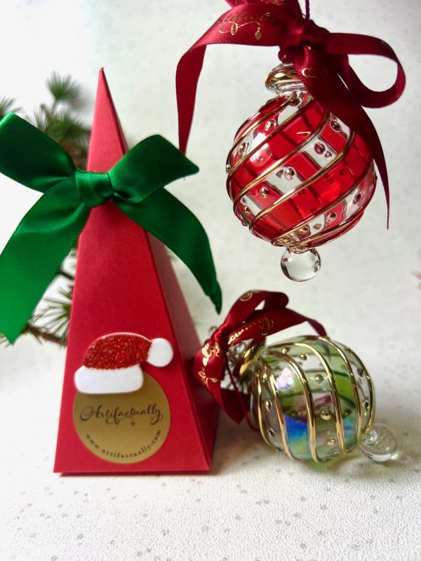 Diagonal Dot in Red Cone Gift Box (S ~ 4.5cm) ~ Red or Green