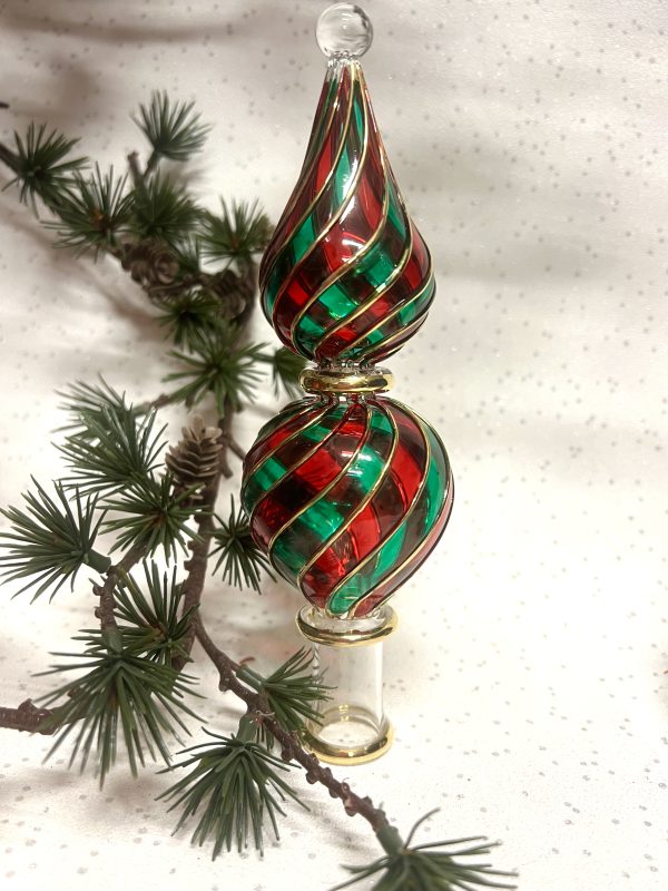 Tree Topper Double Stripe (M-20cm) ~ Red/Green