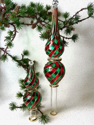 Tree Topper Christmas Stripe (M,L) ~ Red/Green