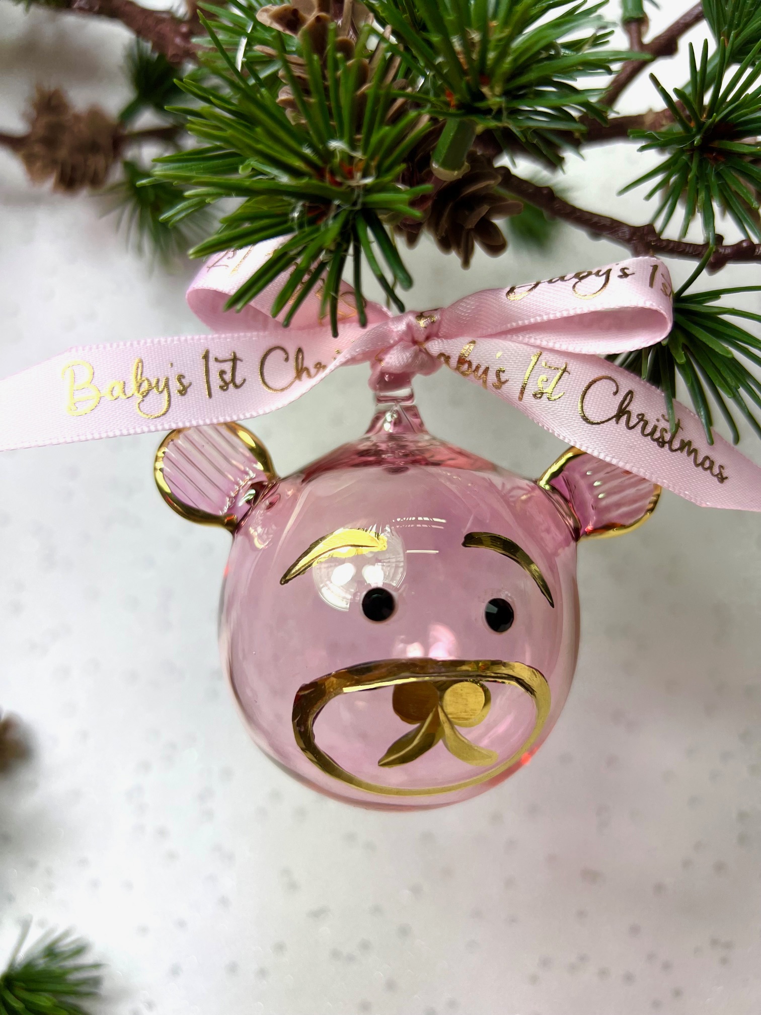 Baby’s 2025 Bear Ornament (S) ~ Pink