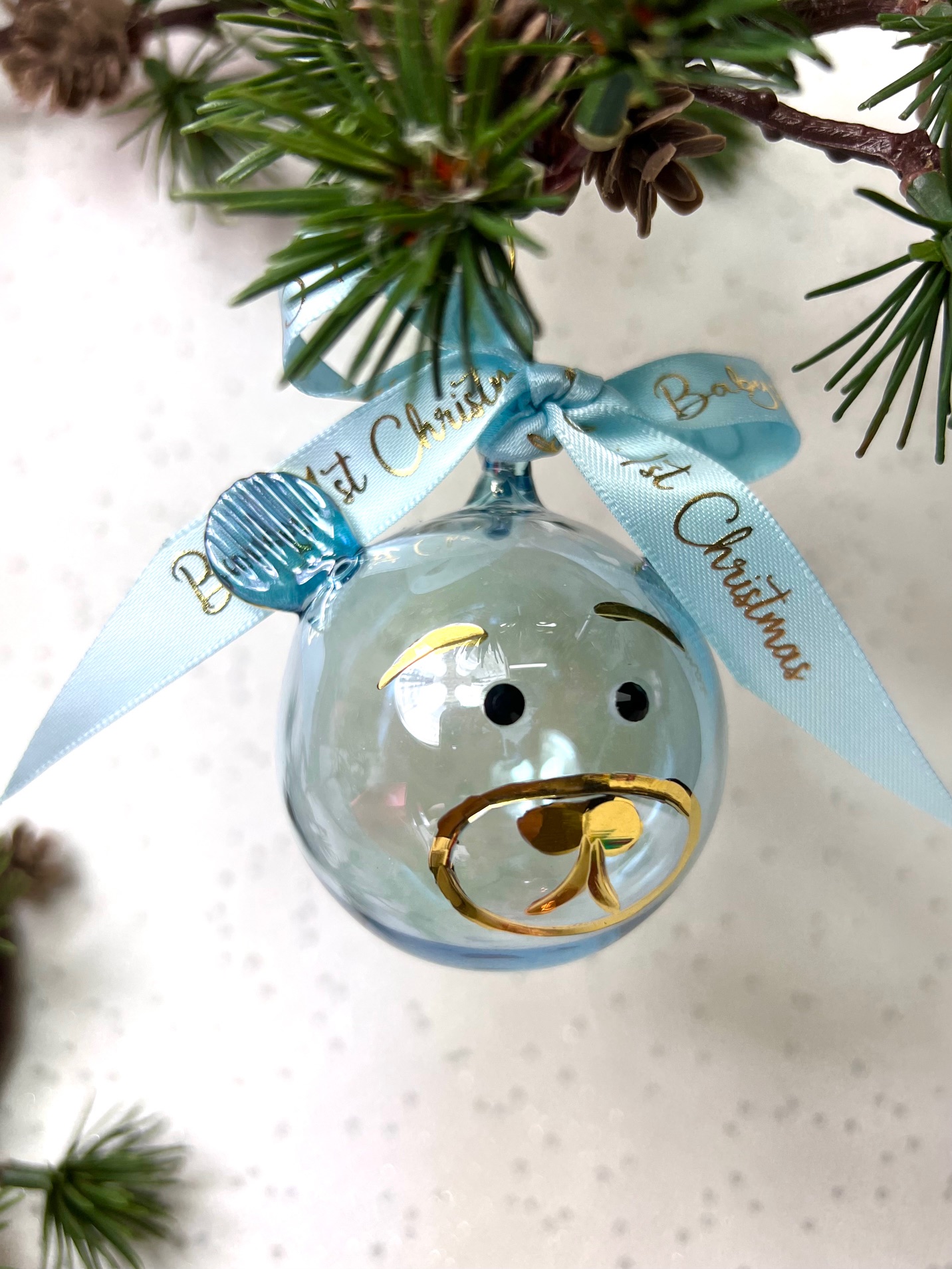Baby’s 2025 Bear Ornament (S) ~ Blue
