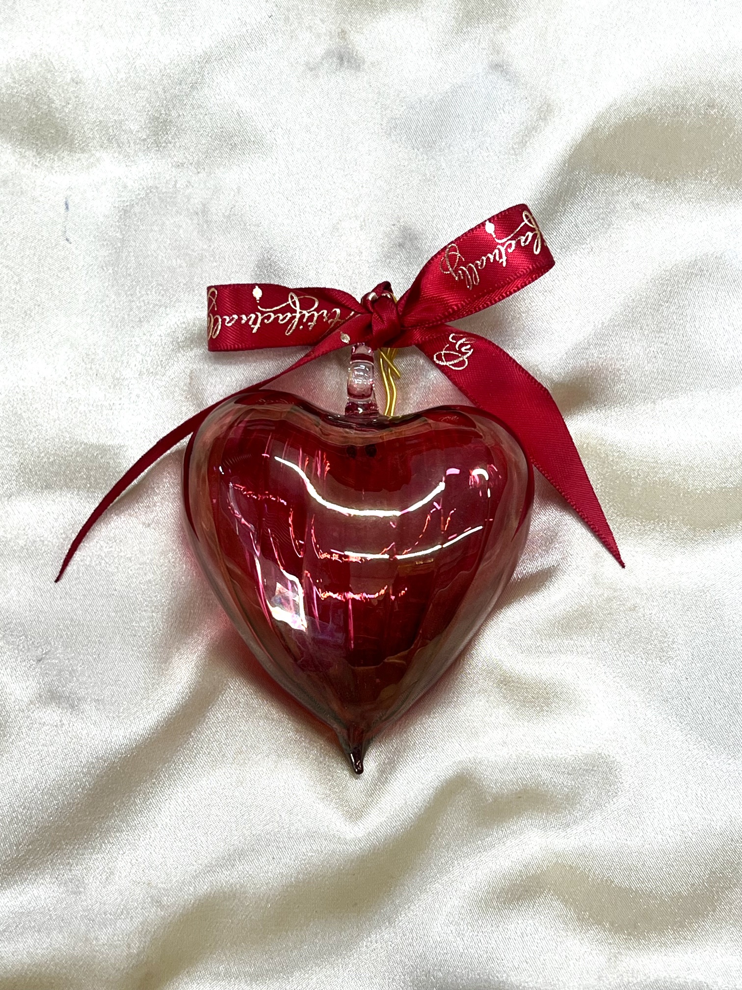 Christmas Heart Ornament (M) ~ Puffy ~ Cranberry Red