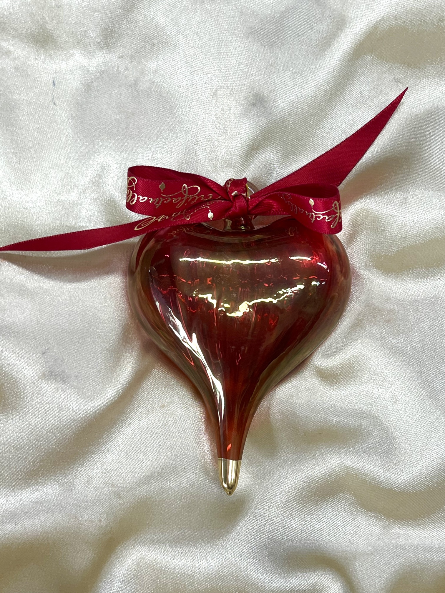 Christmas Heart Ornament (M) ~ Cranberry Red