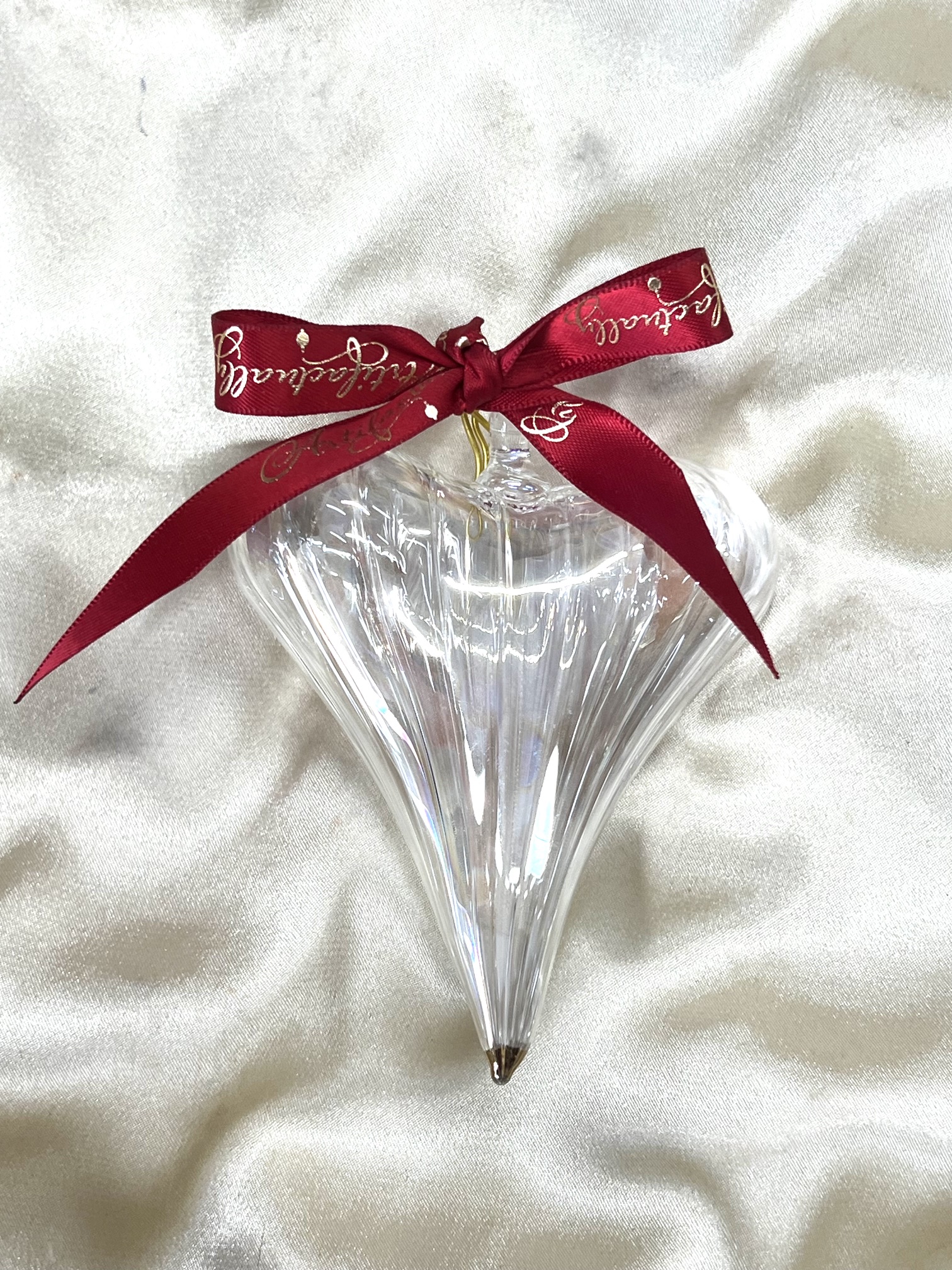 Christmas Heart Ornament (M) ~ Gold / Clear