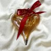 Christmas Heart Ornament (M) ~ Yellow (silver tip)