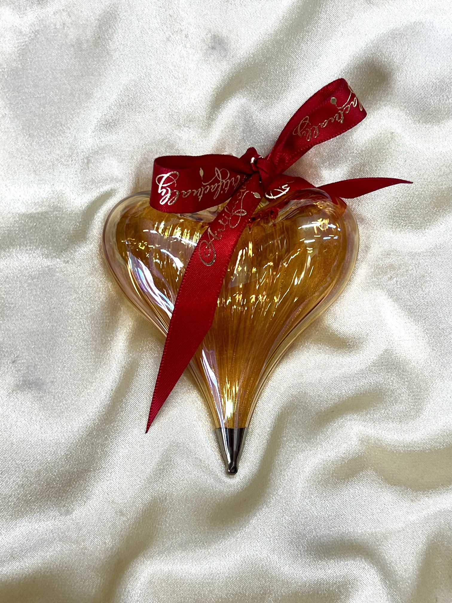 Christmas Heart Ornament (M) ~ Yellow (silver tip)