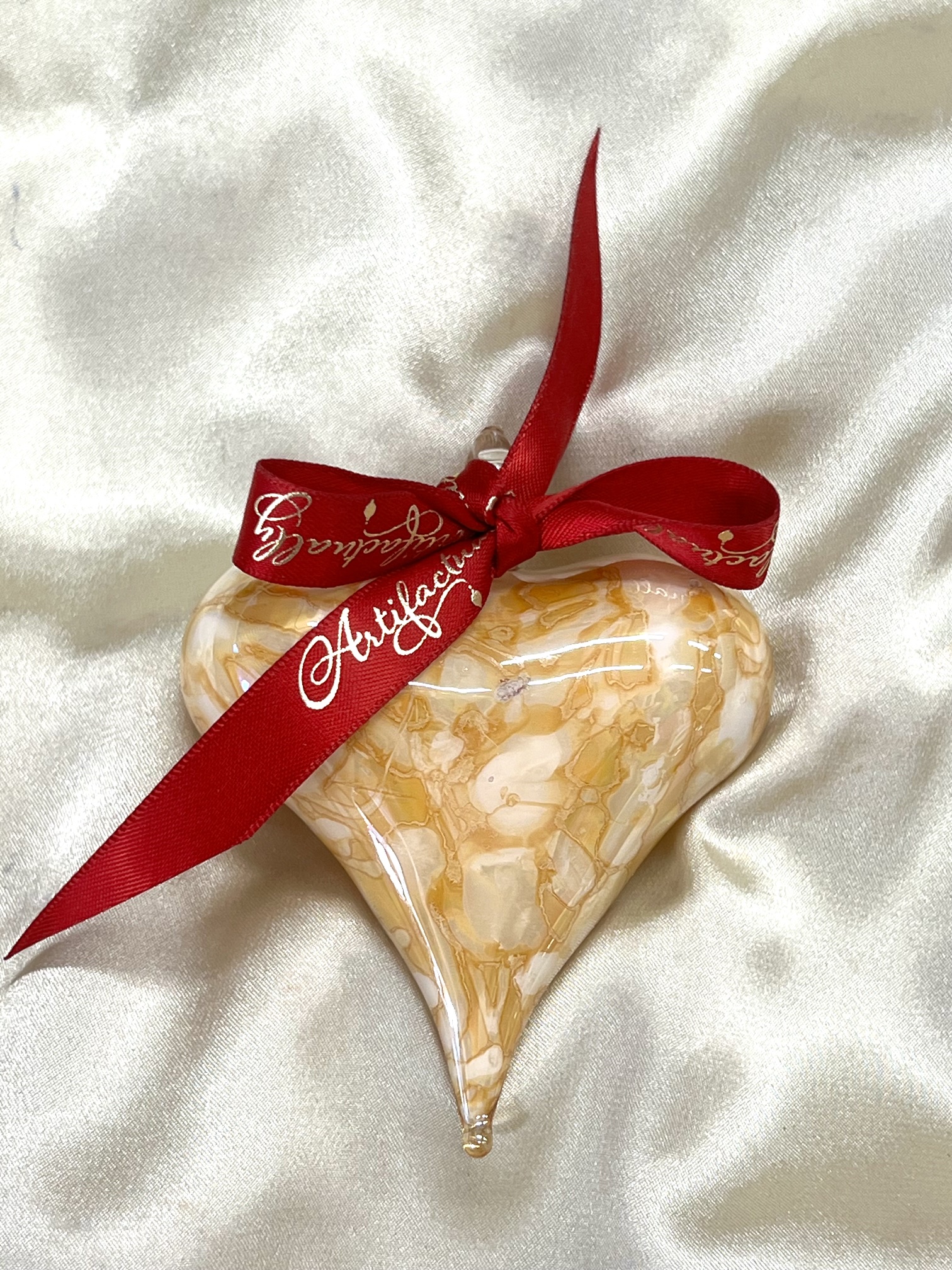 Christmas Heart Ornament (M) ~ Yellow