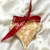 Christmas Heart Ornament (M) ~ Marble Yellow