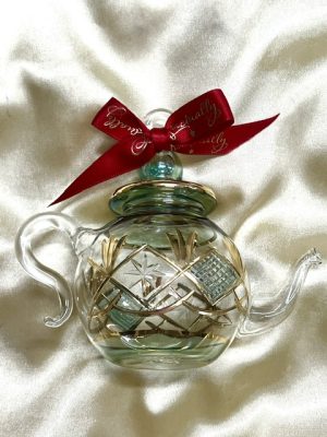 Christmas Novelty Ornament (M) ~ Etched Green Teapot - No Gift Box