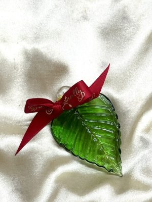 Christmas Ornament (M) ~ Green Leaf - Gift Box