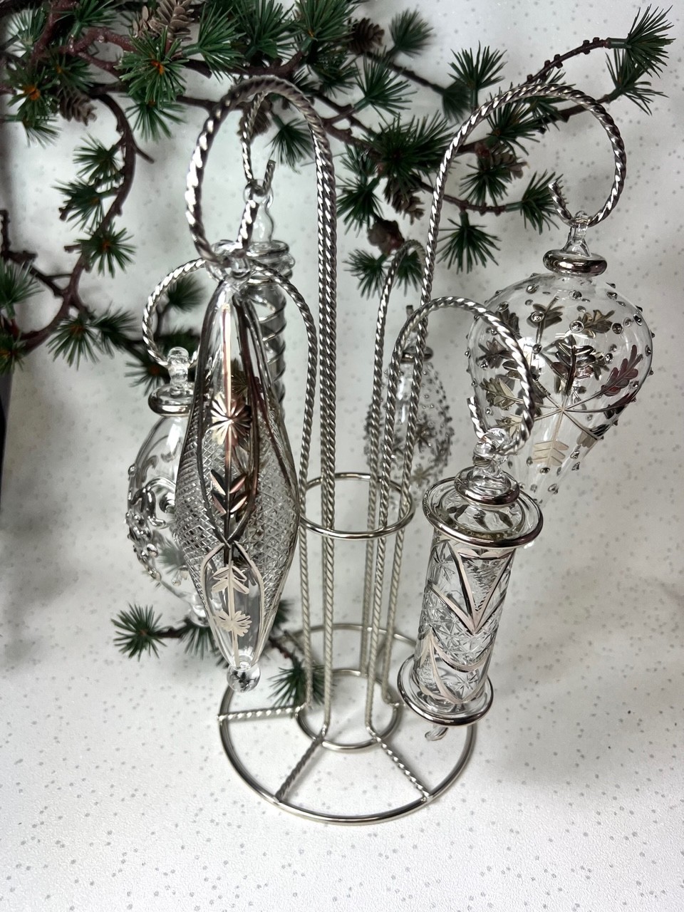 6 Arm Ornament Stand (28cm) ~ Silver