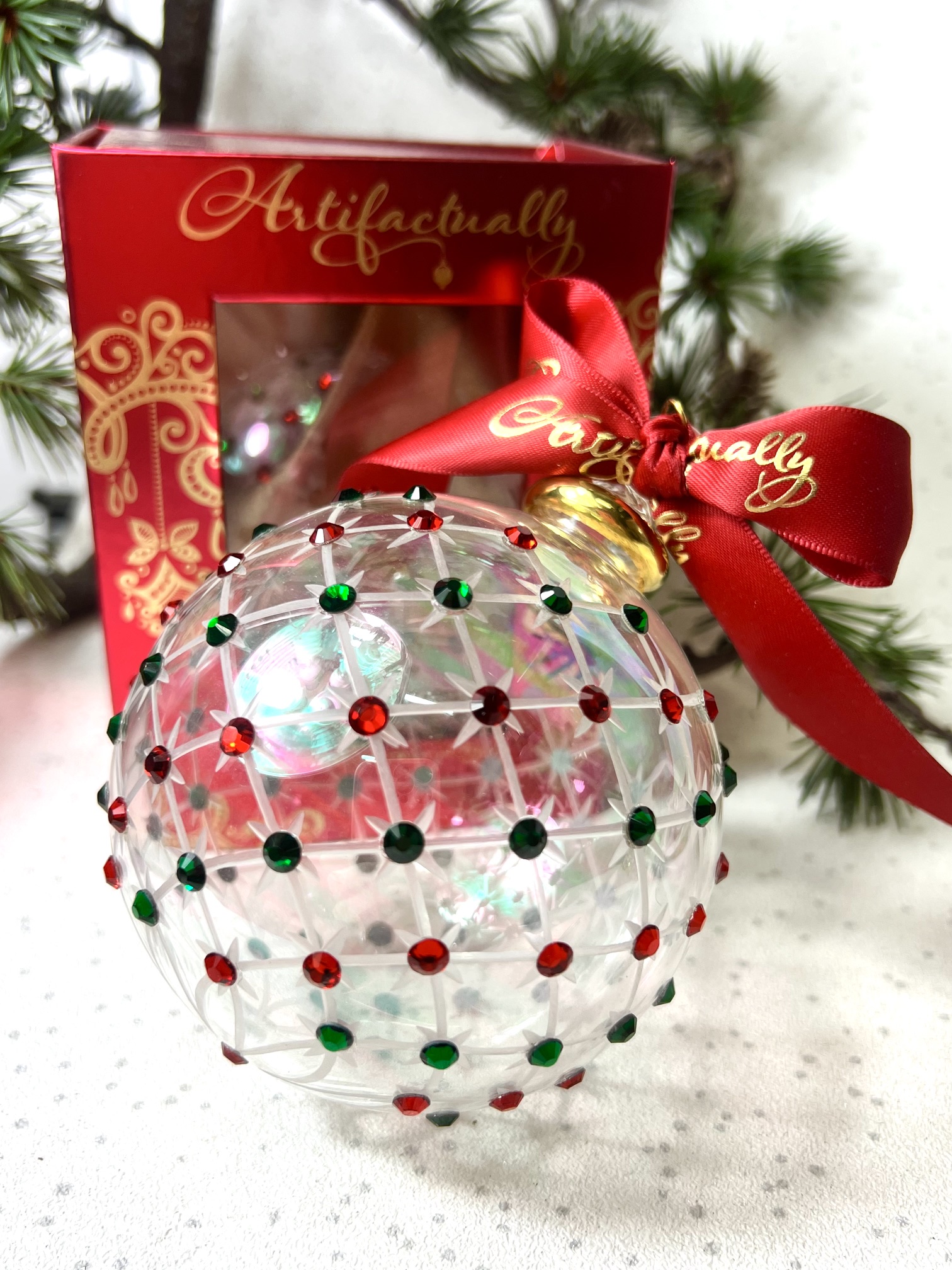 Diamonte Lattice Bauble (L) ~ Red/Green - Image 2