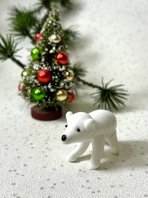 Solid Glass Polar Bear Figurine (S) ~ Multi
