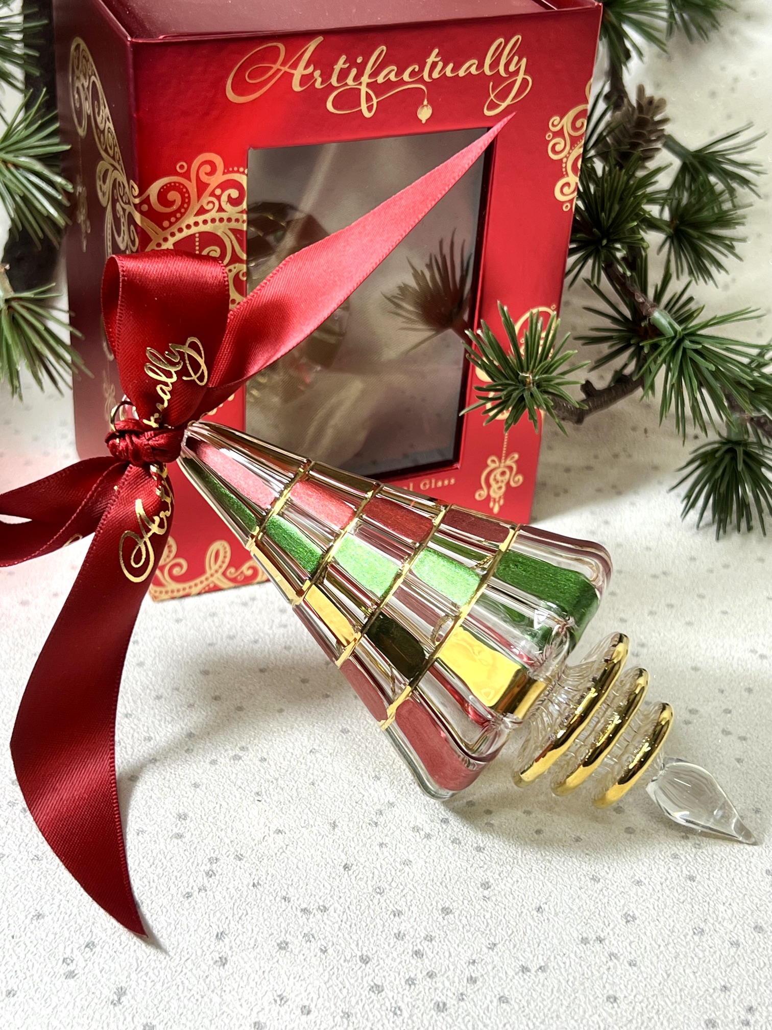 Rubik’s Christmas Tree Ornament (L) ~ Red/Green/Gold - Image 3