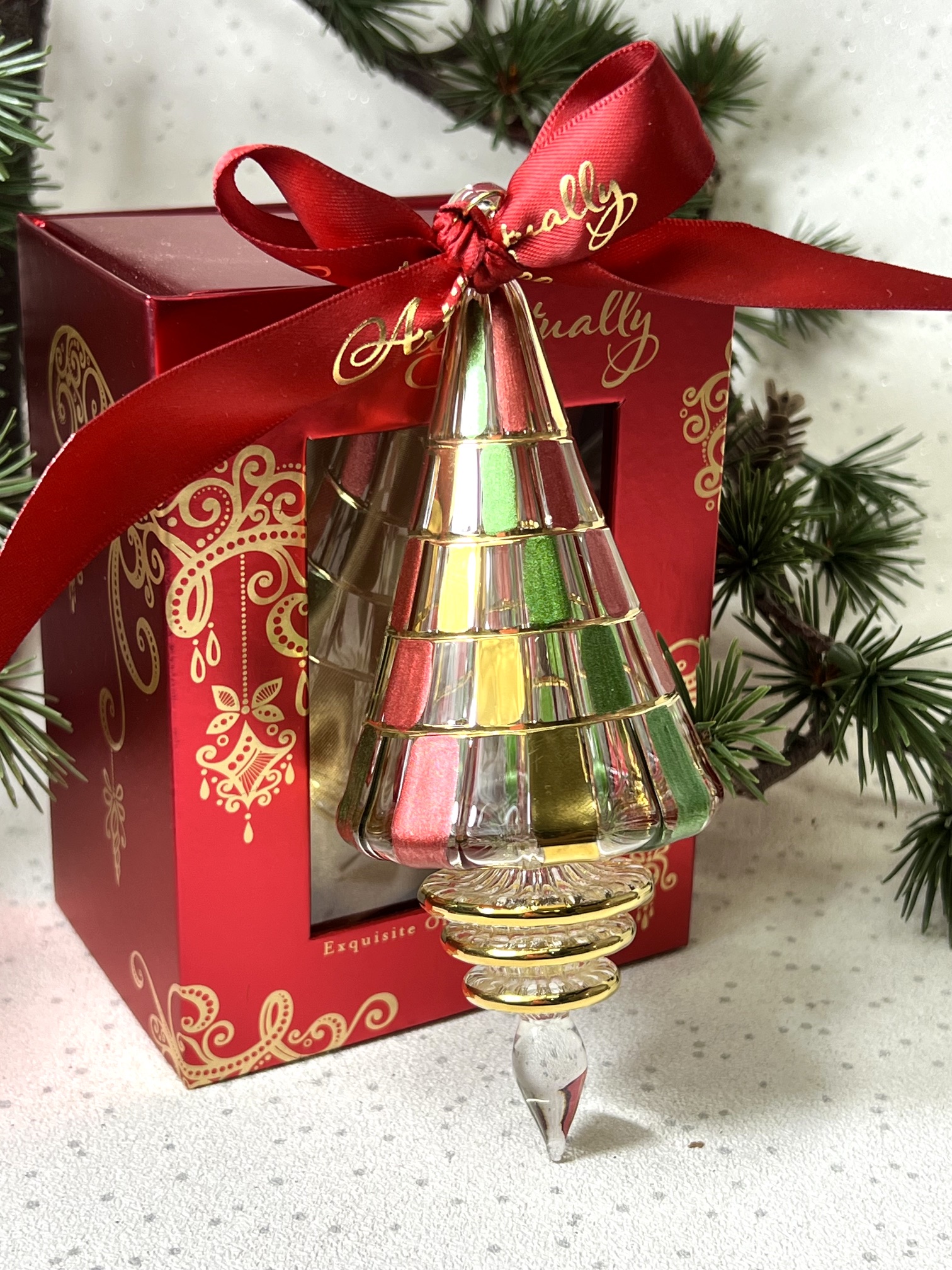 Rubik’s Christmas Tree Ornament (L) ~ Red/Green/Gold - Image 2