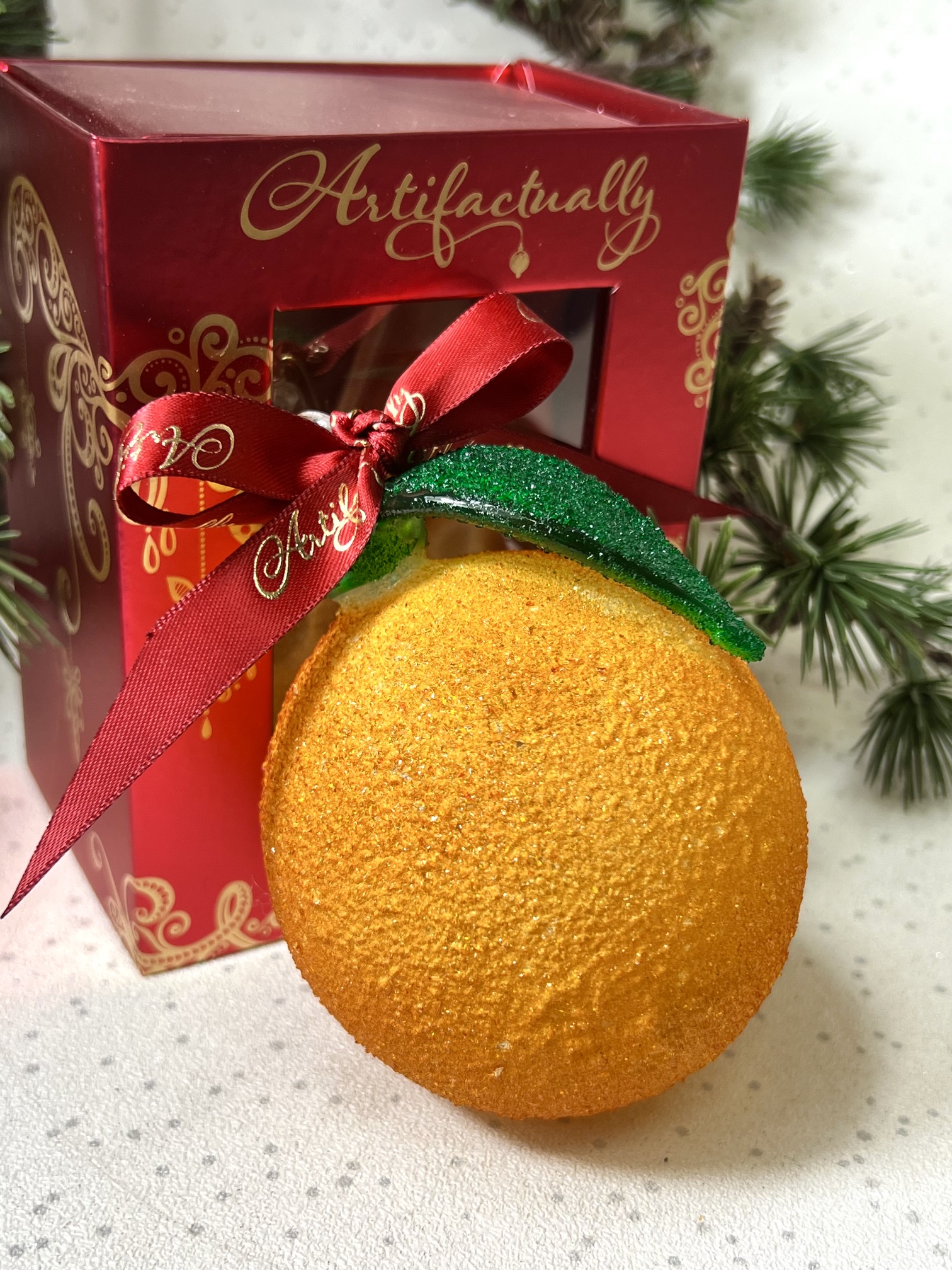 Orange Bauble (L) ~ Orange/Green - Image 2