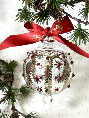 Botanical Dot Ornament (S,M,L) ~ Silver/Red