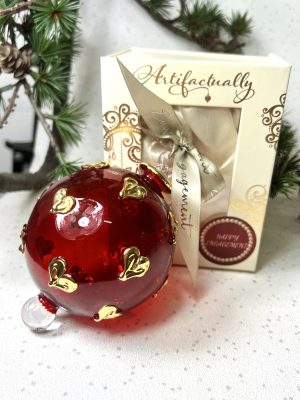 Engagement Love Heart Ornament (L) ~ Red/Gold