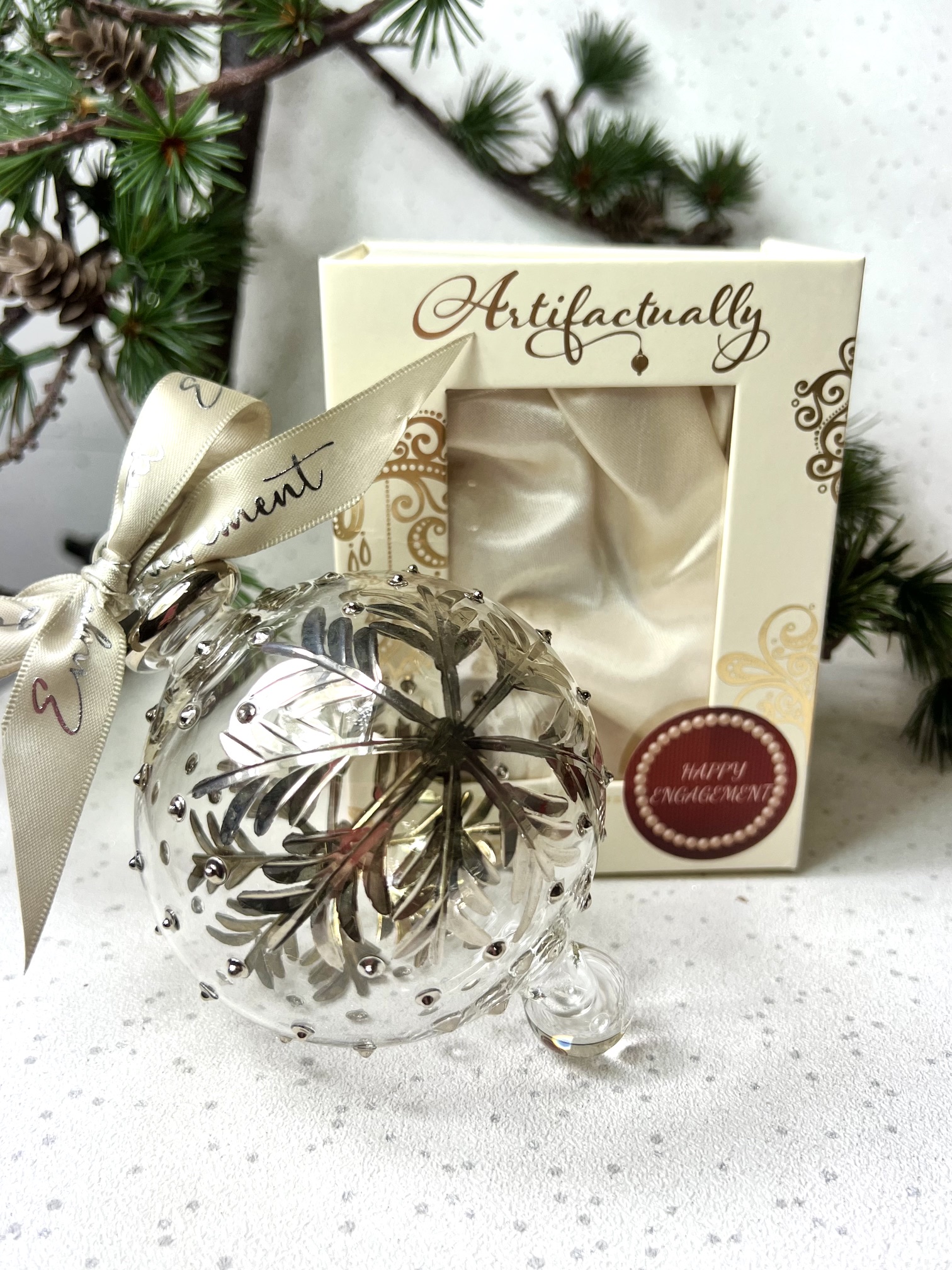 Engagement Snowflake Bauble (L) ~ Clear/Silver