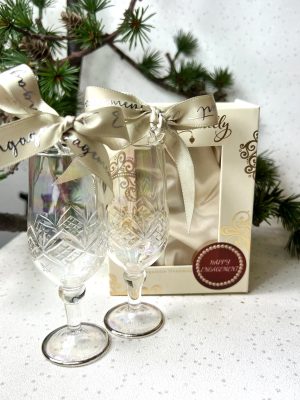 Engagement Champagne Glasses (Pair) ~ Clear