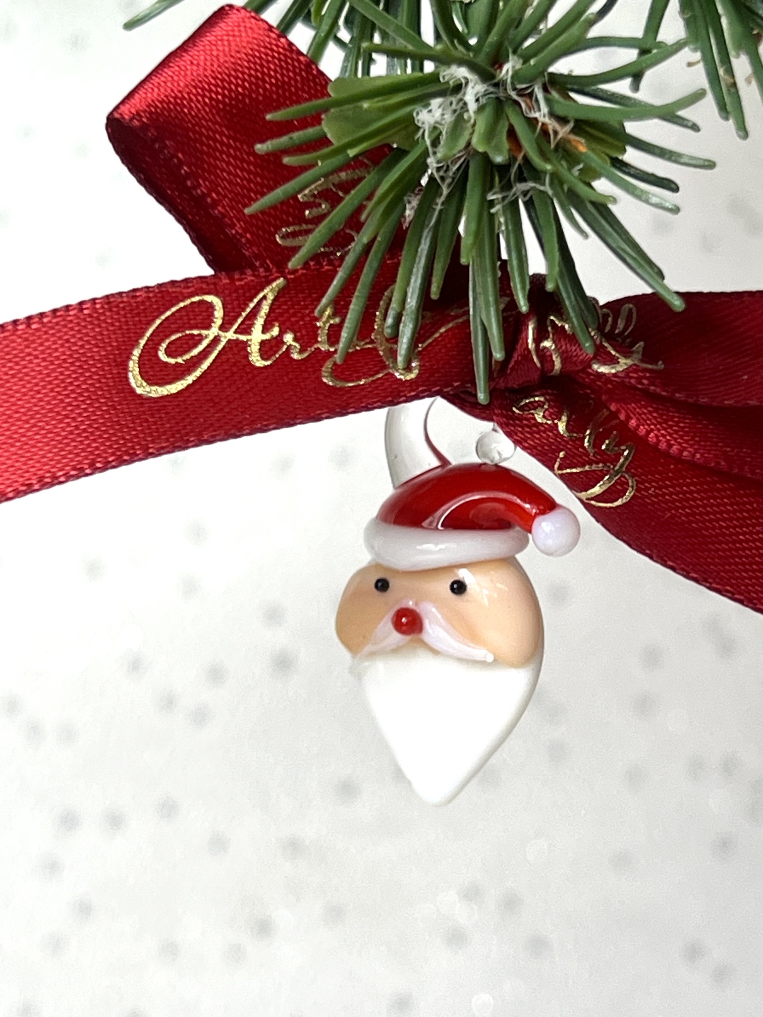 Mini Glass Santa Head ~ Red