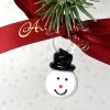 Mini Glass Snowman Head ~ White