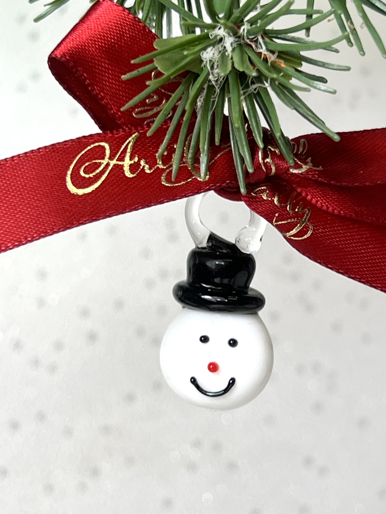 Mini Glass Snowman Head ~ White