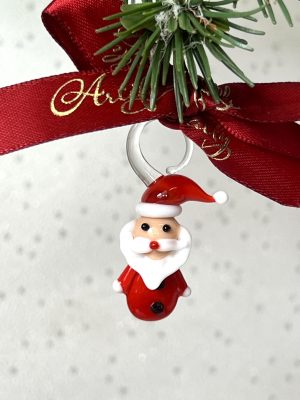 Mini Glass Santa ~ Red