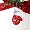 Mini Glass Mitten ~ Red/White