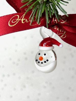 Mini Glass Snowman Head ~ Clear