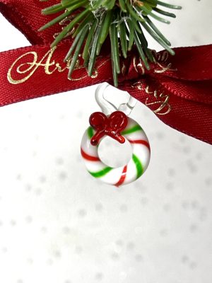 Mini Glass Candy Wreath ~ Red/White/Green