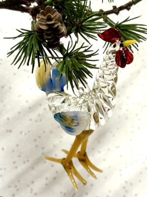 Rooster Ornament (M) ~ Clear/Multi