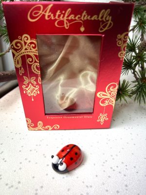 Solid Glass Lady Bug Figurine (XS) ~ Red/Black