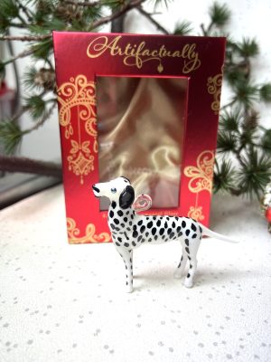 Solid Glass Dalmatian Figurine (S) ~ Black/White