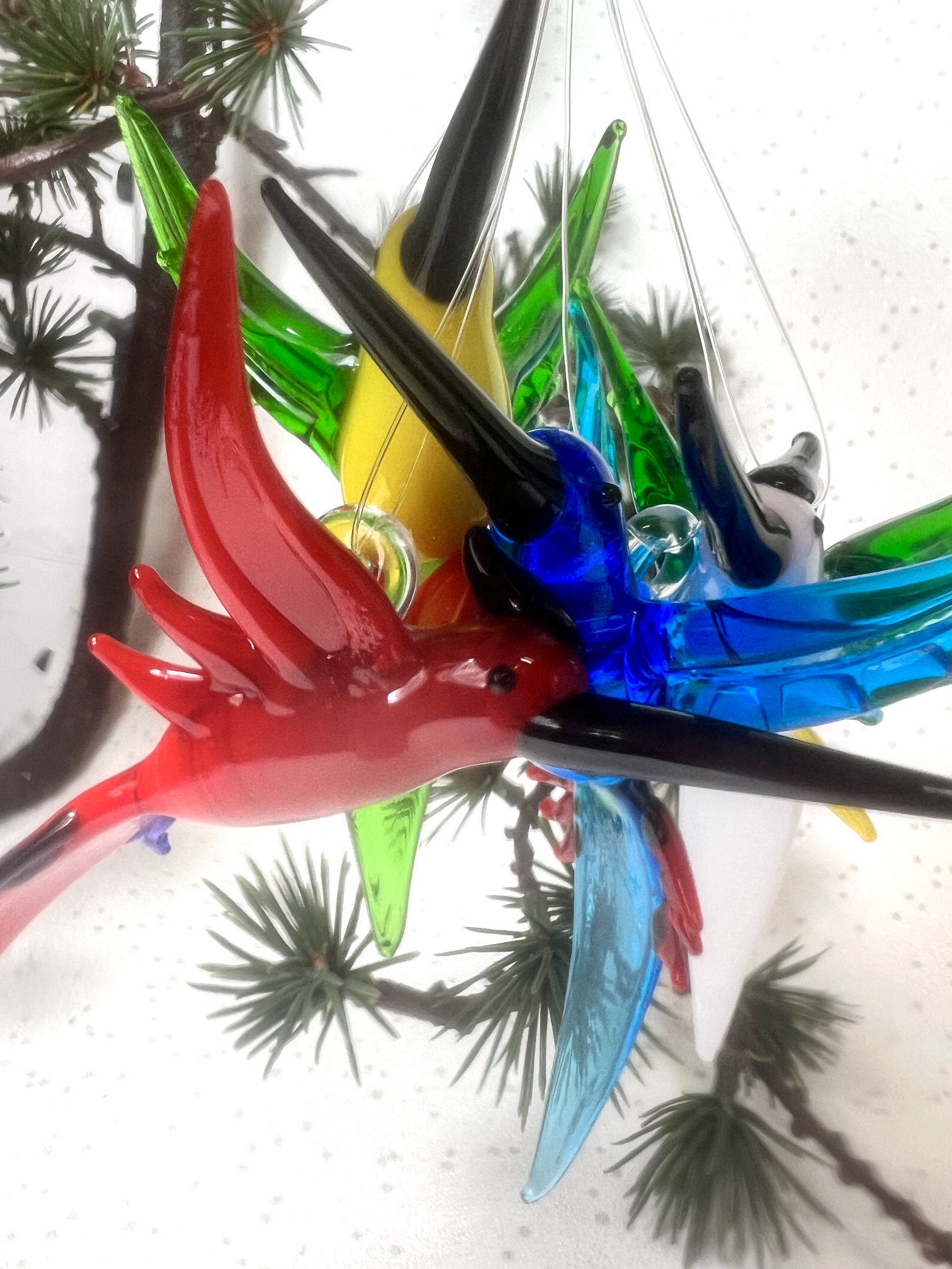 Solid Glass Bird Ornament (S/M) – Yellow/Green - Image 6