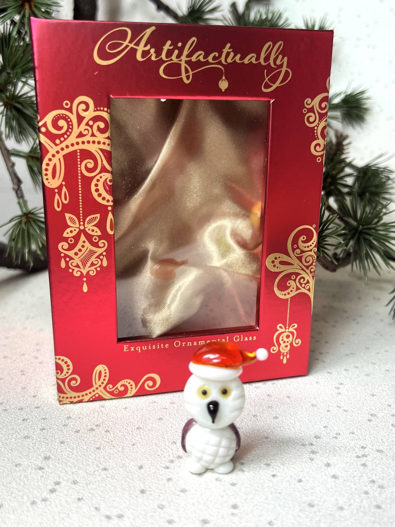 Solid Glass Santa Hat Owl (XS) ~ Multi - Image 2