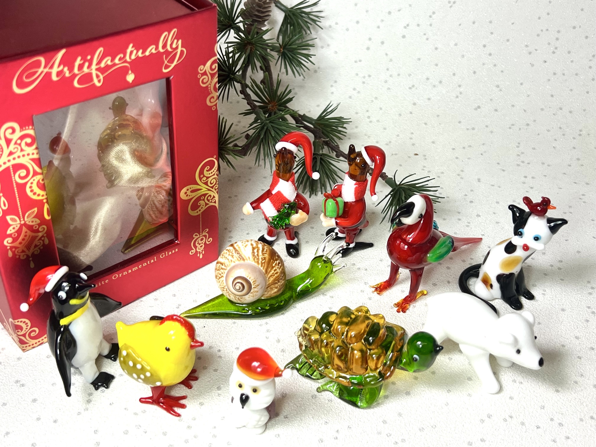 Solid Glass Santa Hat Owl (XS) ~ Multi - Image 4