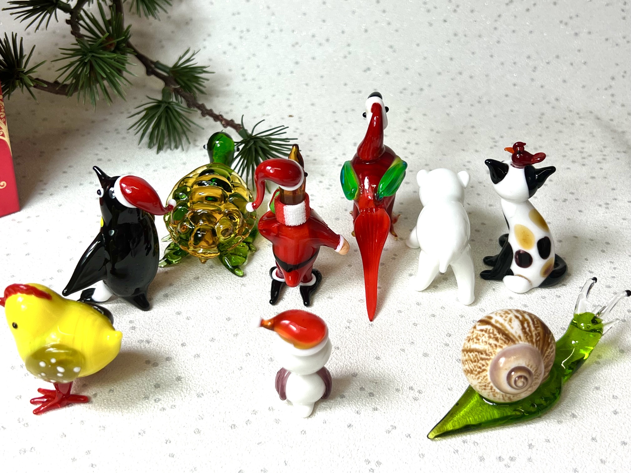 Solid Glass Santa Hat Owl (XS) ~ Multi - Image 3