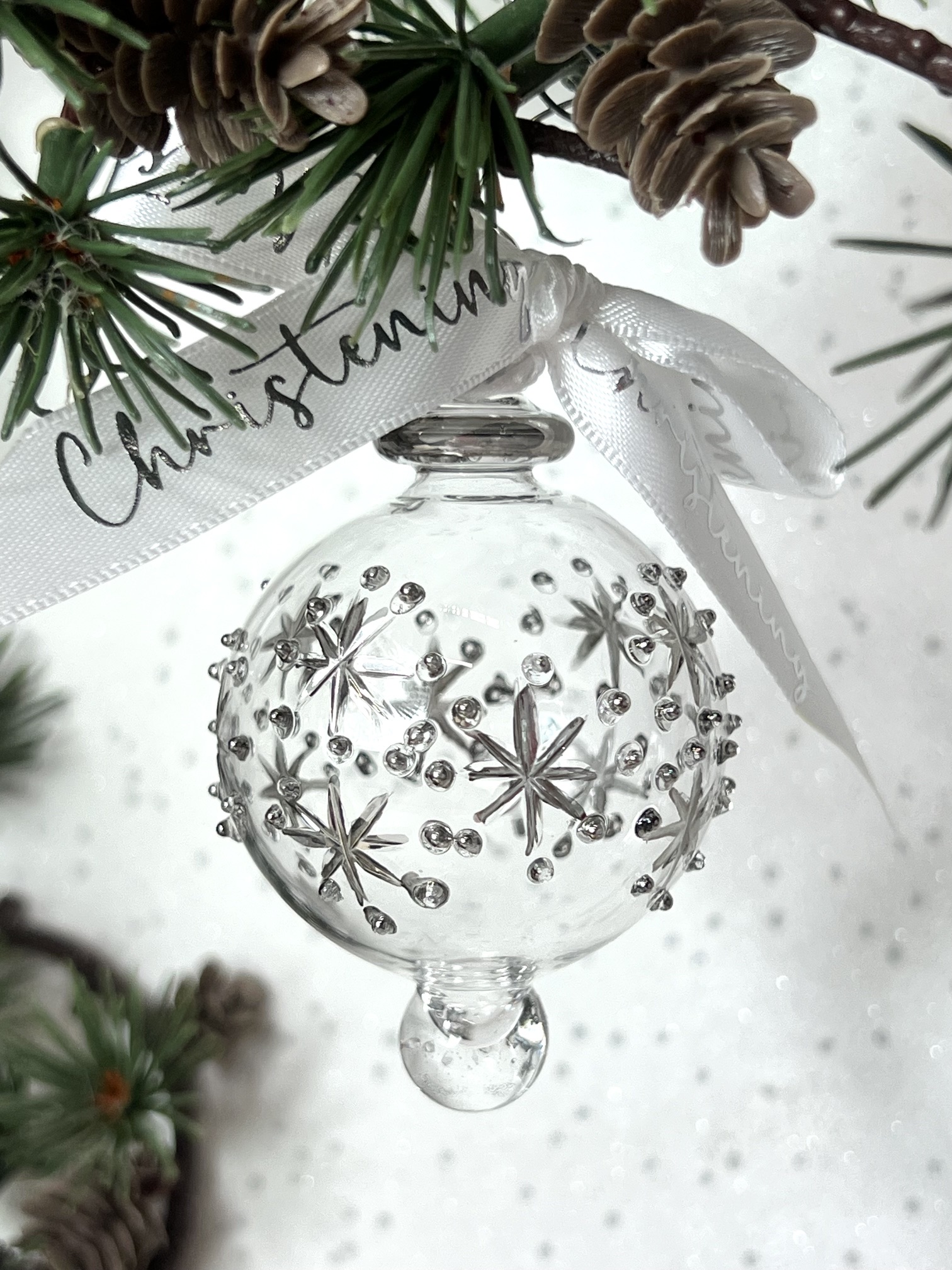 Christening 2026 Starburst Bauble ~ Silver