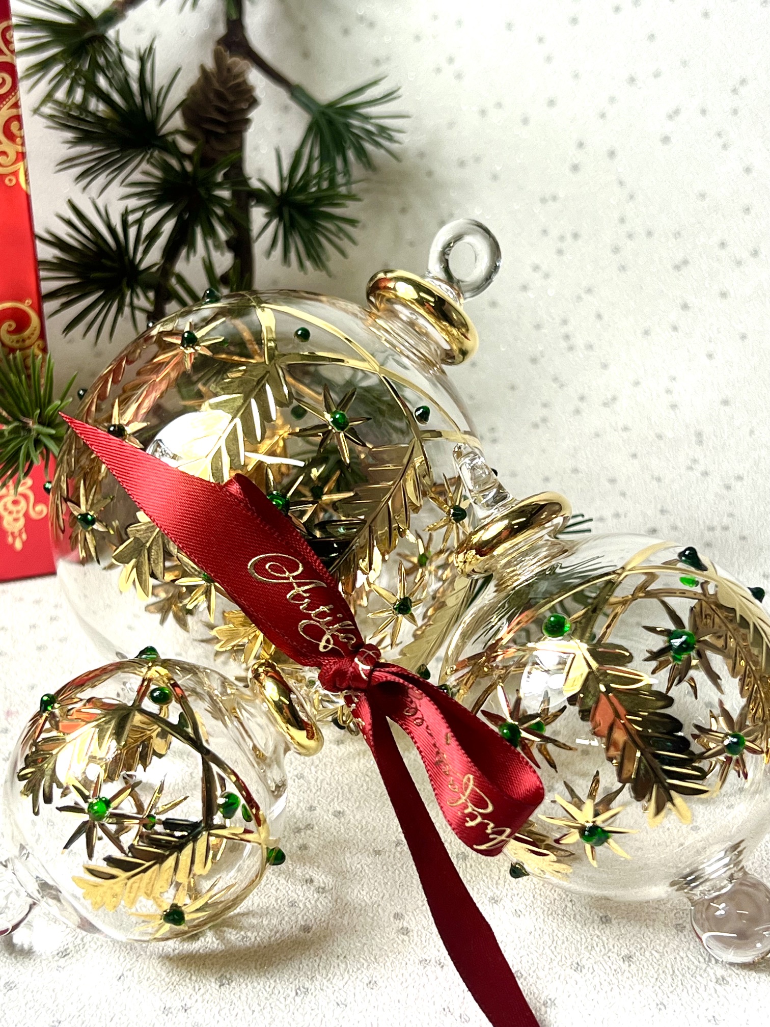 Botanical Dot Ornament (S/M/L) ~ Gold/Green - Image 2