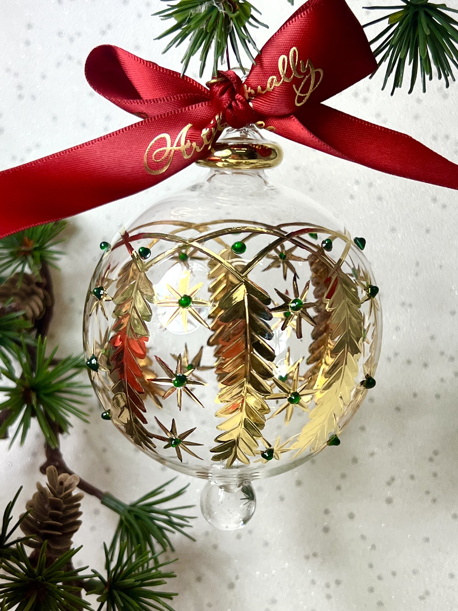 Botanical Dot Ornament (S/M/L) ~ Gold/Green