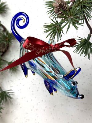 Christmas Mouse Ornament ~ Blue