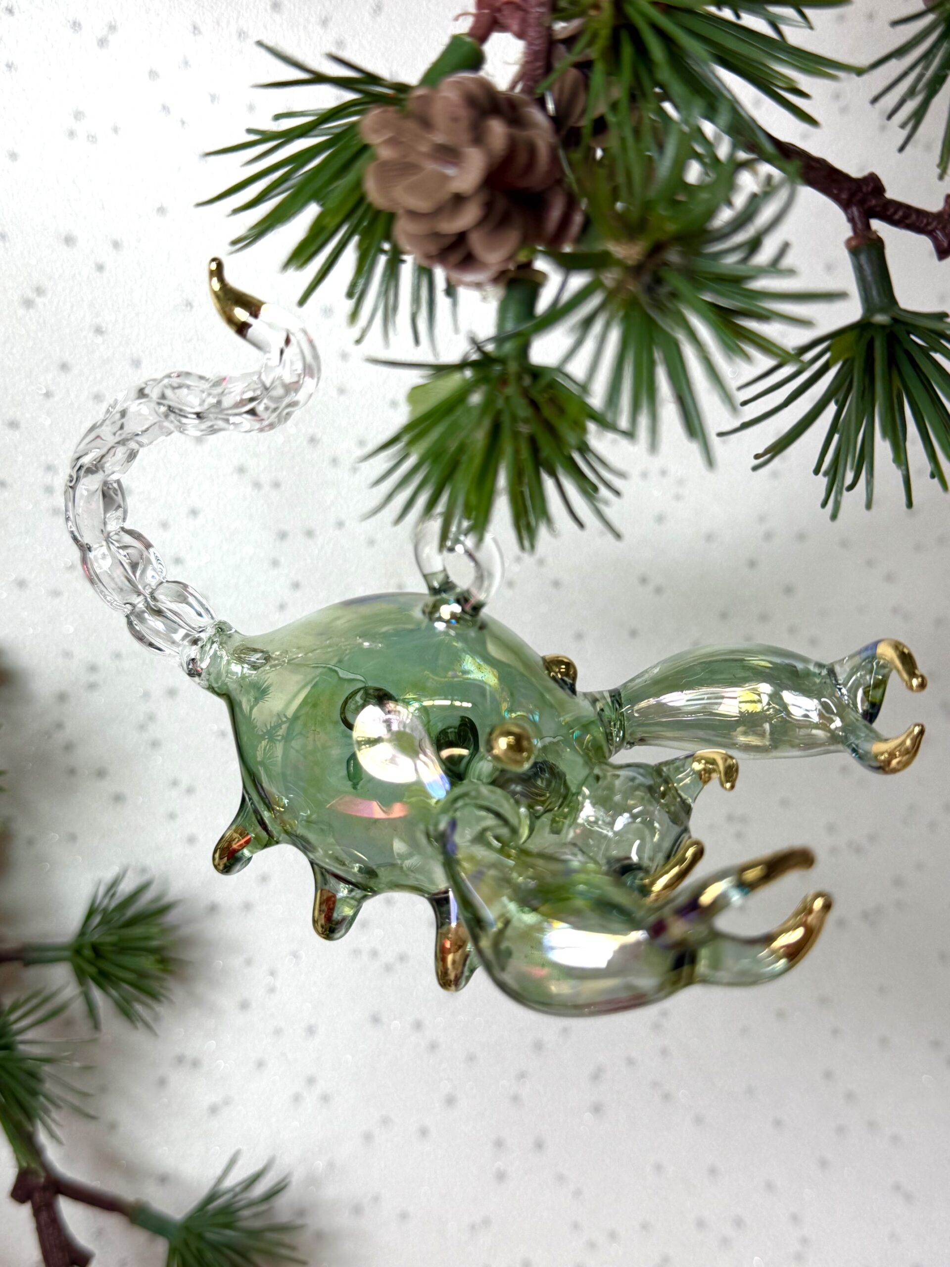 Glass Scorpion Ornament ~ Green